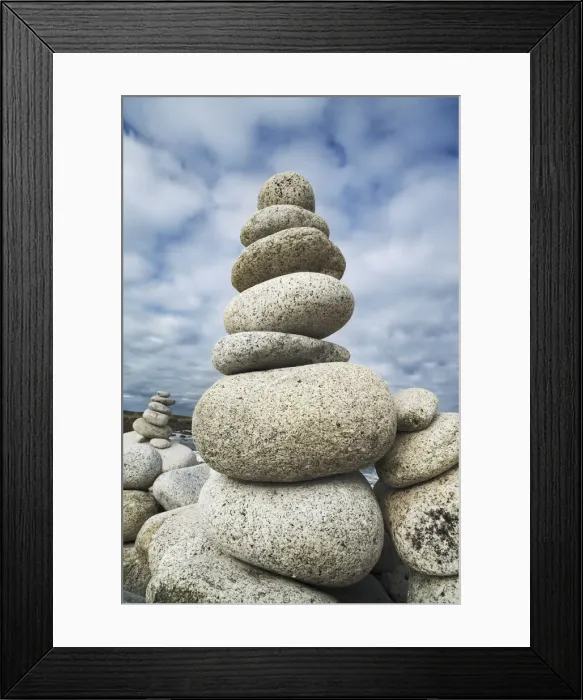 Framed Print : Stone heap at pebble beach - France, Brittany, Cote d Armor, Lannion, Perros-Guirec Framed Print : Stone heap at pebble beach - France, Brittany, Cote d Armor, Lannion, Perros-Guirec