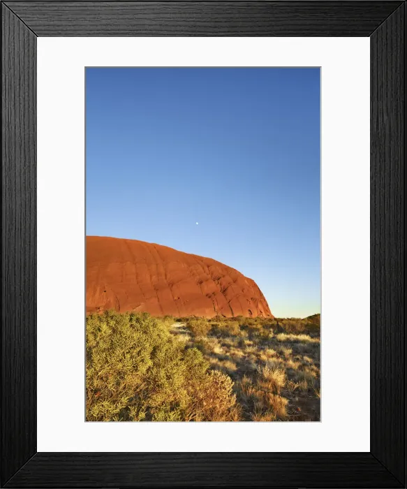 Framed Print : Ayers Rock and moon - Australia, Northern Territory, Uluru-Kata-Tjuta National Park Framed Print : Ayers Rock and moon - Australia, Northern Territory, Uluru-Kata-Tjuta National Park