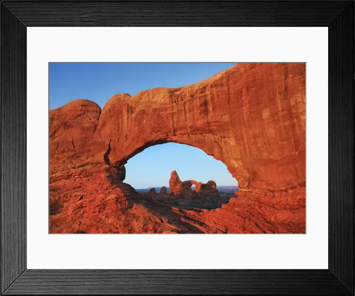 Framed Print : Erosion landscape Turret Arch seen through Northern Window - USA, Utah, Grand Framed Print : Erosion landscape Turret Arch seen through Northern Window - USA, Utah, Grand