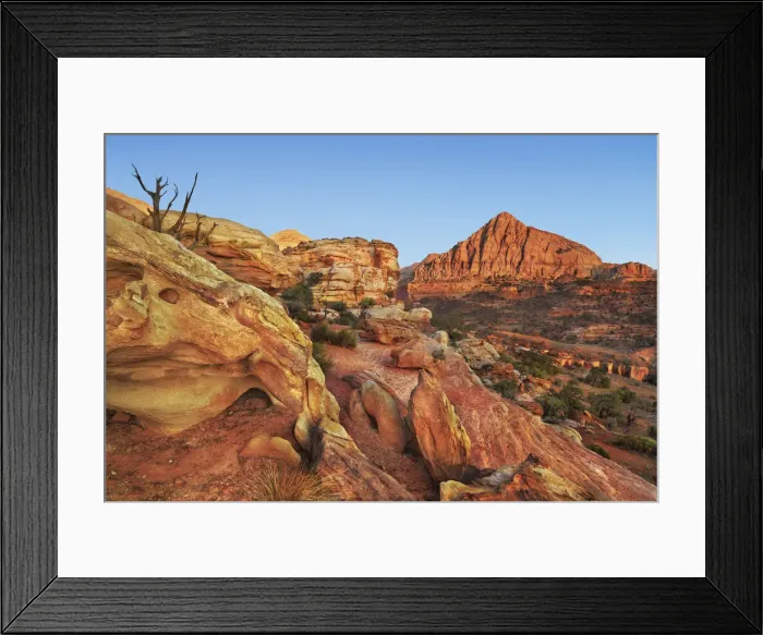 Framed Print : Erosion landscape near Pectols Pyramid - USA, Utah, Wayne, Capitol Reef Framed Print : Erosion landscape near Pectols Pyramid - USA, Utah, Wayne, Capitol Reef