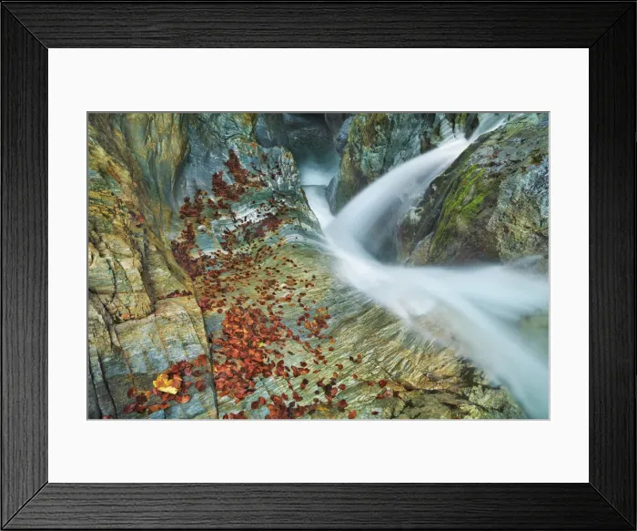 Framed Print : Brook gorge with waterfall and autumn leaves - Austria, Carinthia, Hermagor Framed Print : Brook gorge with waterfall and autumn leaves - Austria, Carinthia, Hermagor
