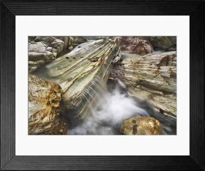Framed Print : Mountain brook with striped rocks - Austria, Carinthia, Hermagor, Garnitzenklamm - Alps Framed Print : Mountain brook with striped rocks - Austria, Carinthia, Hermagor, Garnitzenklamm - Alps