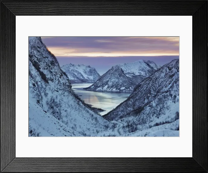 Framed Print : Fjord landscape at Sifjord on Senja - Norway, Troms, Senja, Sifjorden, Sifjord
