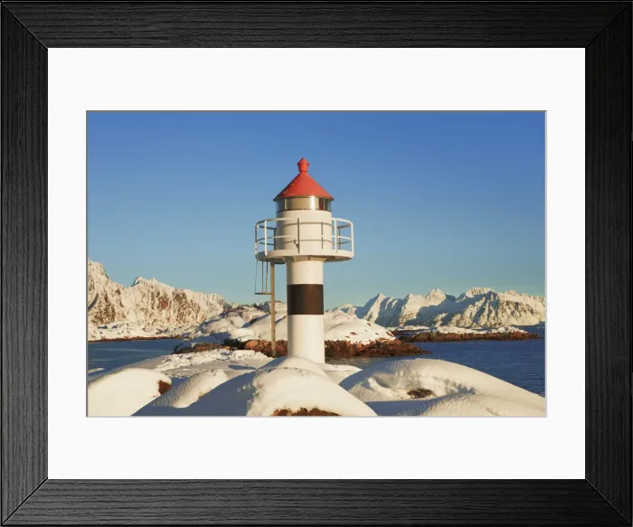 Framed Print : Lighthouse at port in Kabelvag - Norway, Nordland, Lofoten, Austvagoya, Kabelvag Framed Print : Lighthouse at port in Kabelvag - Norway, Nordland, Lofoten, Austvagoya, Kabelvag
