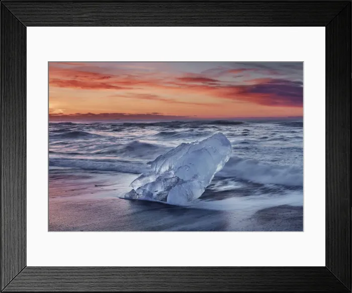 Framed Print : Ocean coast with iceblocks washed ashore - Iceland, Eastern Region Framed Print : Ocean coast with iceblocks washed ashore - Iceland, Eastern Region