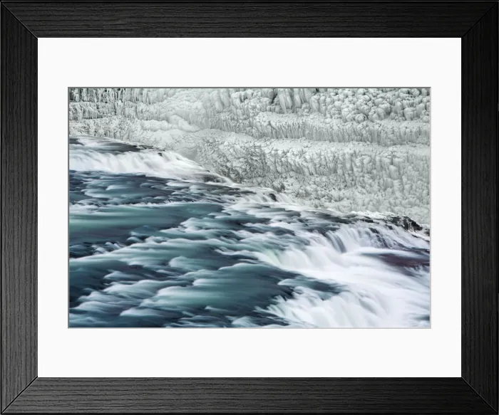 Framed Print : Waterfall Gullfoss in winter - Iceland, Southern Region, Gullfoss Framed Print : Waterfall Gullfoss in winter - Iceland, Southern Region, Gullfoss