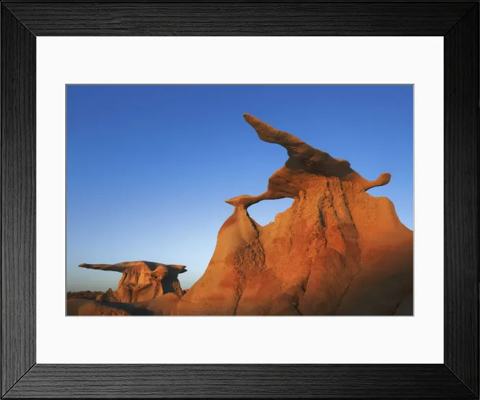 Framed Print : Sandstone erosion landscape in Bisti Badlands - USA, New Mexico, San Juan Framed Print : Sandstone erosion landscape in Bisti Badlands - USA, New Mexico, San Juan
