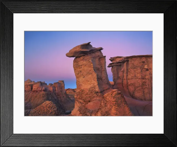 Framed Print : Sandstone erosion landscape in Bisti Badlands - USA, New Mexico, San Juan Framed Print : Sandstone erosion landscape in Bisti Badlands - USA, New Mexico, San Juan