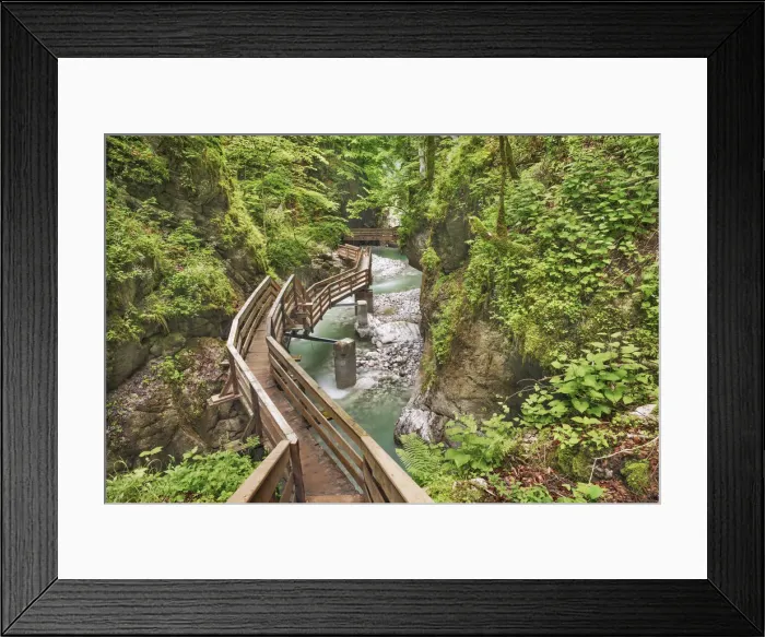 Framed Print : Fixed rope route in gorge - Austria, Salzburg, Zell am See, Kaprun