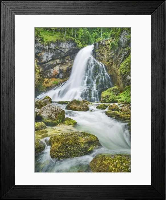 Framed Print : Waterfall and moss covered rocks - Austria, Salzburg, Salzburg, Golling Framed Print : Waterfall and moss covered rocks - Austria, Salzburg, Salzburg, Golling