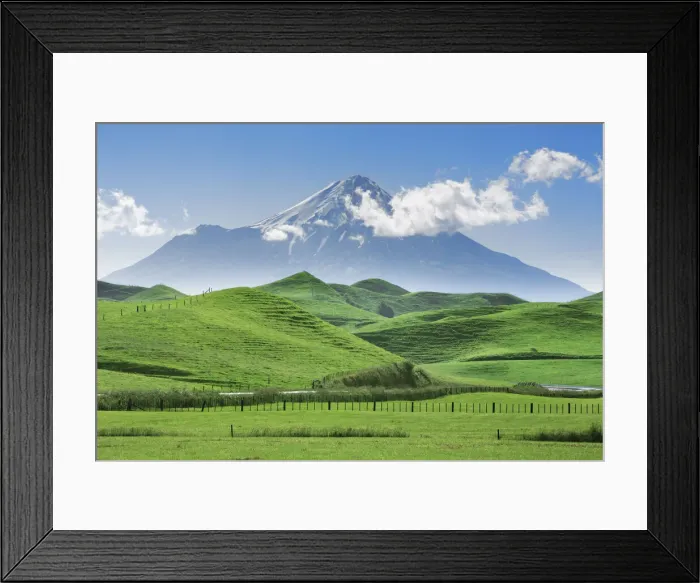 Framed Print : Cultural landscape and Mount Egmont - New Zealand, North Island, Taranaki, Stratford Framed Print : Cultural landscape and Mount Egmont - New Zealand, North Island, Taranaki, Stratford
