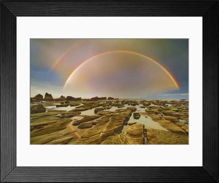 Framed Print : Rainbow at shore - New Zealand, South Island, West Coast, Grey, Greymouth Framed Print : Rainbow at shore - New Zealand, South Island, West Coast, Grey, Greymouth