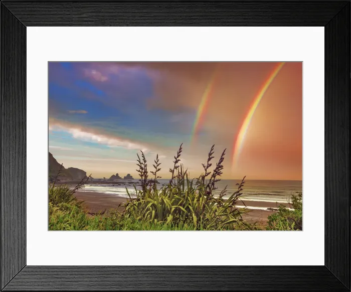 Framed Print : Rainbow at shore - New Zealand, South Island, West Coast, Grey, Greymouth Framed Print : Rainbow at shore - New Zealand, South Island, West Coast, Grey, Greymouth