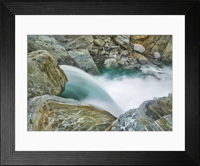 Framed Print : Mountain brook in gorge - New Zealand, South Island, West Coast, Westland Framed Print : Mountain brook in gorge - New Zealand, South Island, West Coast, Westland