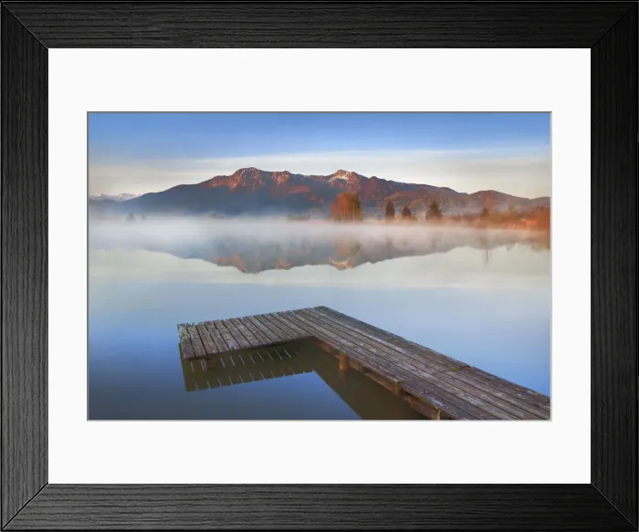 Framed Print : Moor lake and boardwalk - Germany, Bavaria, Upper Bavaria, Bad Tolz-Wolfratshausen