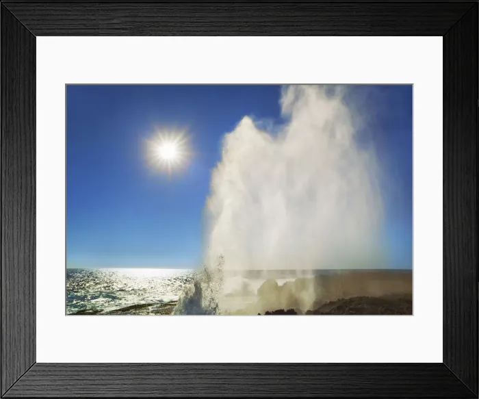 Framed Print : Cliff landscape with blowhole at Point Quobba - Australia, Western Australia, Gascoyne Framed Print : Cliff landscape with blowhole at Point Quobba - Australia, Western Australia, Gascoyne