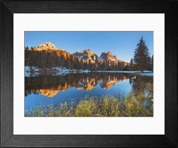 Framed Print : Mountain impression at Lago Antorno with Cadini di Misurina - Italy, Veneto, Belluno Framed Print : Mountain impression at Lago Antorno with Cadini di Misurina - Italy, Veneto, Belluno