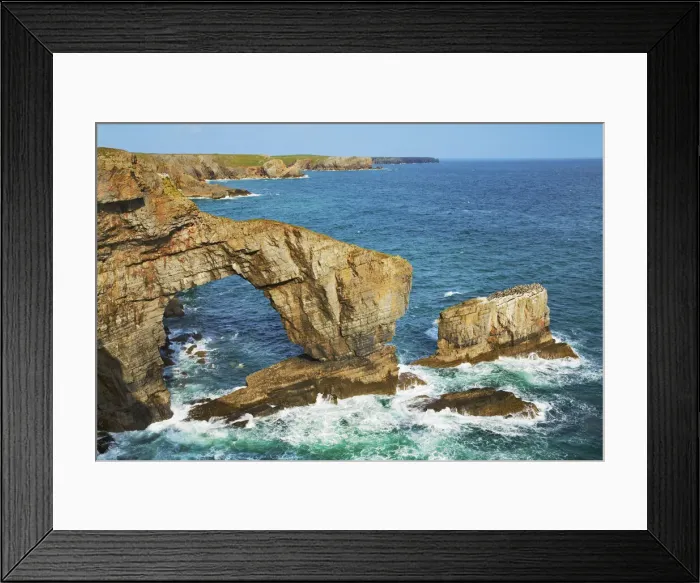 Framed Print : Cliff landscape at Green Bridge of Wales - United Kingdom, Wales, Pembrokeshire, Pembroke Framed Print : Cliff landscape at Green Bridge of Wales - United Kingdom, Wales, Pembrokeshire, Pembroke