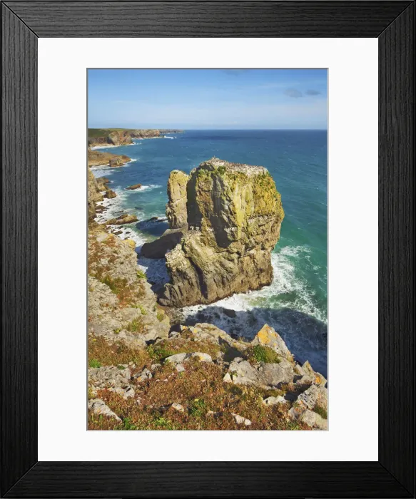Framed Print : Cliff landscape at Stack Rocks - United Kingdom, Wales, Pembrokeshire, Pembroke, Merrion Framed Print : Cliff landscape at Stack Rocks - United Kingdom, Wales, Pembrokeshire, Pembroke, Merrion