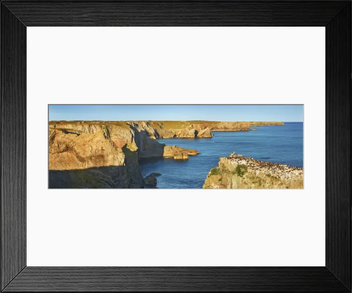 Framed Print : Cliff landscape nearStack Rocks - United Kingdom, Wales, Pembrokeshire, Pembroke, Merrion