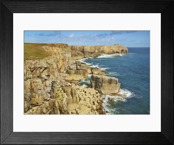 Framed Print : Cliff landscape at St Govans Head - United Kingdom, Wales, Pembrokeshire Framed Print : Cliff landscape at St Govans Head - United Kingdom, Wales, Pembrokeshire