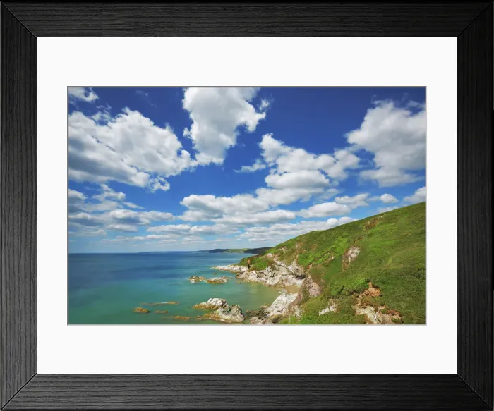 Framed Print : Cliff landscape at Sharrow Point - United Kingdom, England, Cornwall, Kingsbridge Framed Print : Cliff landscape at Sharrow Point - United Kingdom, England, Cornwall, Kingsbridge