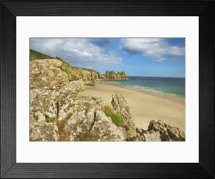 Framed Print : Cliff landscape at Pednvounder Beach - United Kingdom, England, Cornwall, Porthcurno Framed Print : Cliff landscape at Pednvounder Beach - United Kingdom, England, Cornwall, Porthcurno