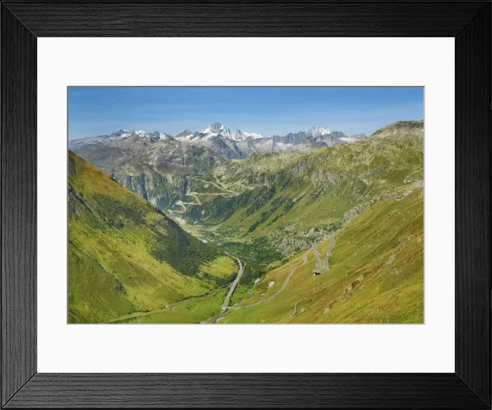 Framed Print : Mountain impression view on Grimselpass - Switzerland, Valais, Uri, Furka Pass - Alps