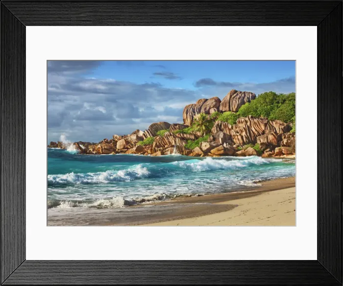 Framed Print : Ocean impression at Grande Anse - Seychelles, La Digue, Grande Anse - Indian Ocean