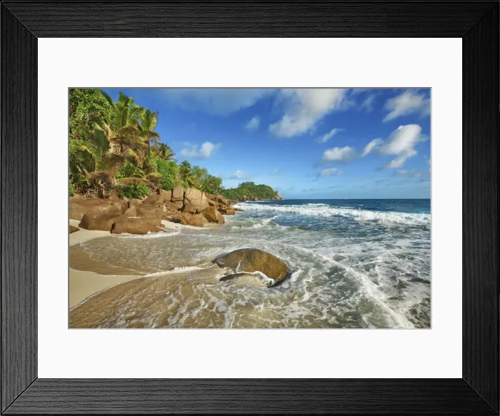 Framed Print : Beach impression at Petite Police - Seychelles, Mahe, Petite Police - Indian Ocean Framed Print : Beach impression at Petite Police - Seychelles, Mahe, Petite Police - Indian Ocean