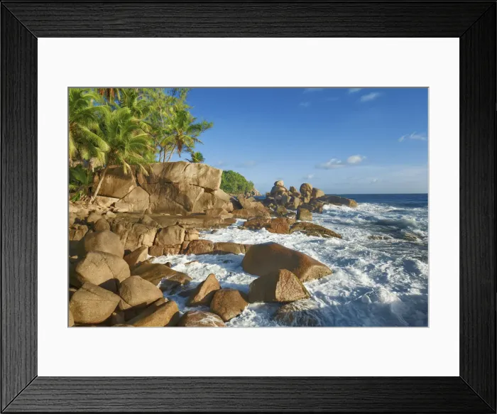 Framed Print : Rocky coast at Petite Police - Seychelles, Mahe, Petite Police - Indian Ocean Framed Print : Rocky coast at Petite Police - Seychelles, Mahe, Petite Police - Indian Ocean