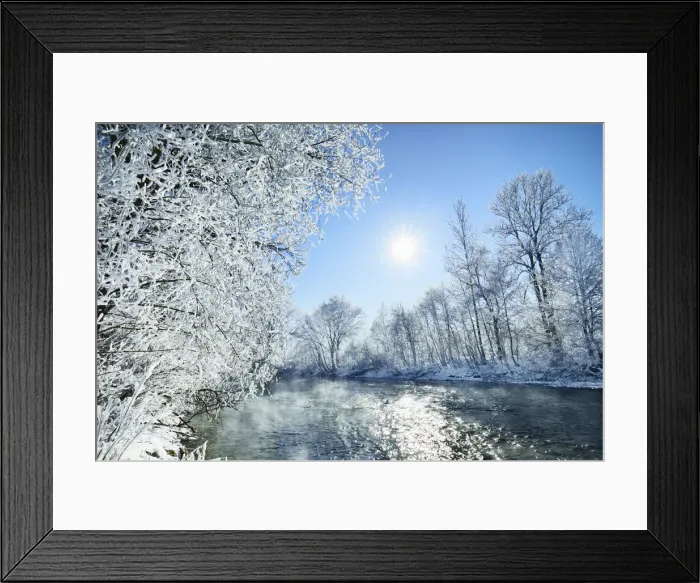 Framed Print : Deciduous forest with hoar frost in winter at Loisach - Germany, Bavaria, Upper Bavaria Framed Print : Deciduous forest with hoar frost in winter at Loisach - Germany, Bavaria, Upper Bavaria