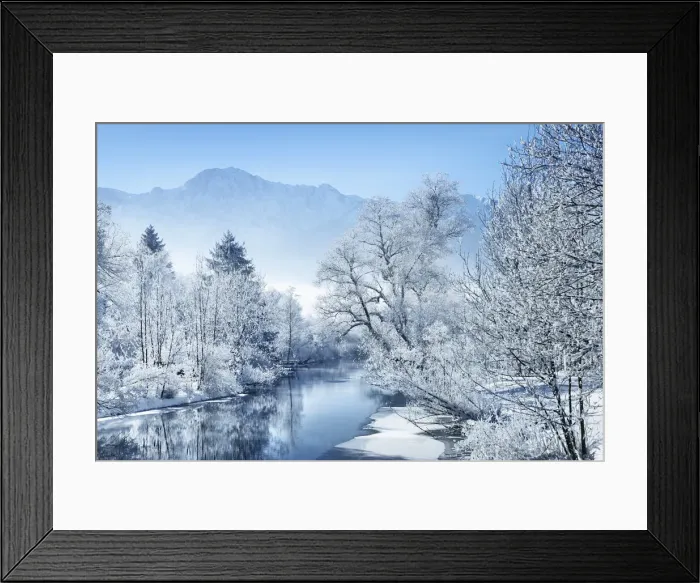 Framed Print : Winter landscape with hoar frost at Loisach - Germany, Bavaria, Upper Bavaria Framed Print : Winter landscape with hoar frost at Loisach - Germany, Bavaria, Upper Bavaria