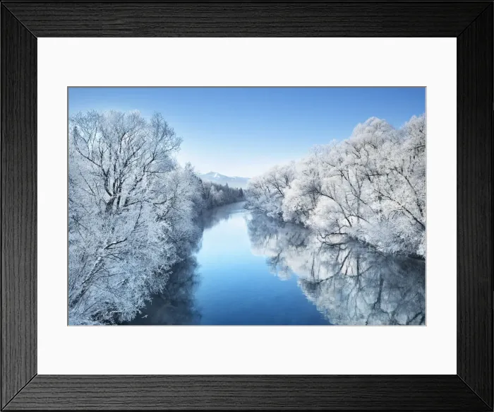 Framed Print : Winter landscape with hoar frost at Loisach - Germany, Bavaria, Upper Bavaria Framed Print : Winter landscape with hoar frost at Loisach - Germany, Bavaria, Upper Bavaria