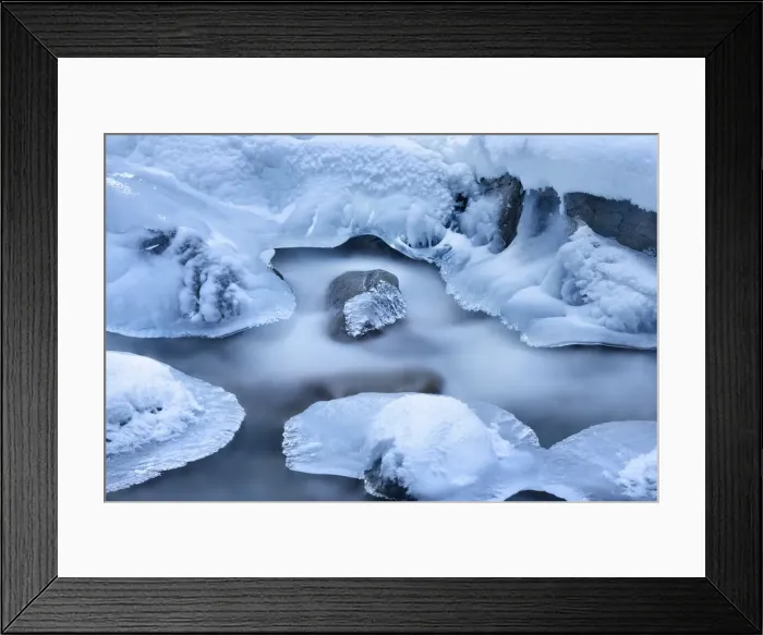 Framed Print : Forest brook frozen in winter - Germany, Bavaria, Upper Bavaria, Garmisch-Partenkirchen