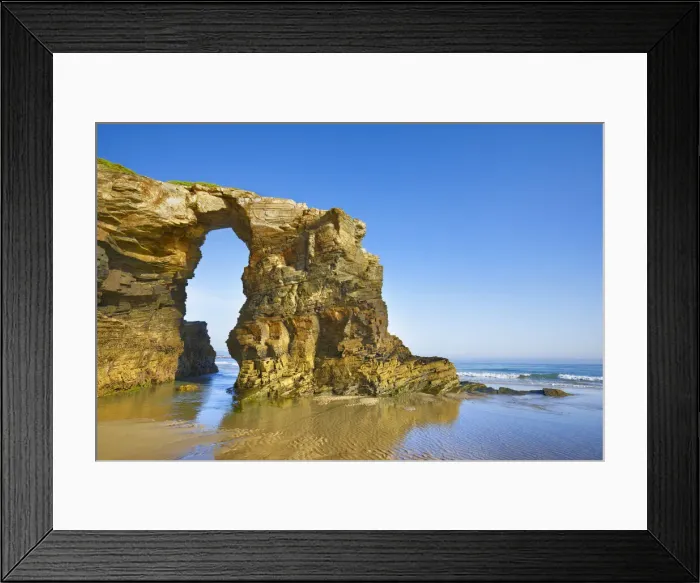Framed Print : Beach impression with sea arch - Spain, Galicia, Lugo, Ribadeo Framed Print : Beach impression with sea arch - Spain, Galicia, Lugo, Ribadeo