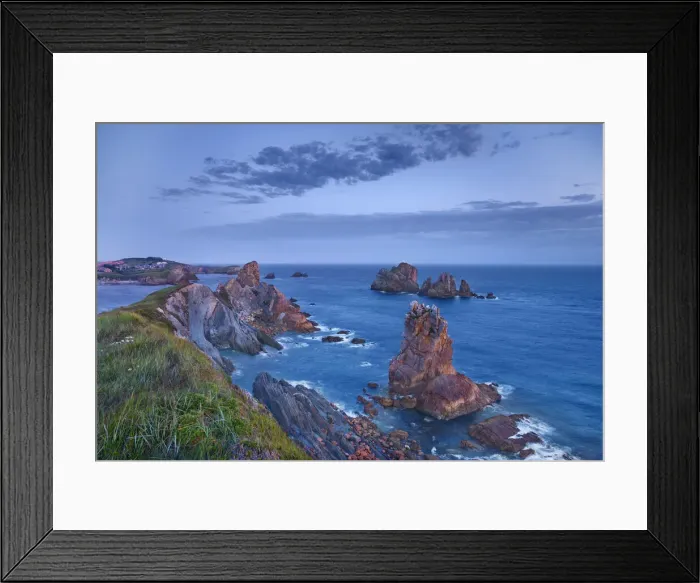 Framed Print : Cliff landscape with rock needle - Spain, Cantabria, Santander Framed Print : Cliff landscape with rock needle - Spain, Cantabria, Santander