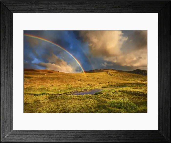 Framed Print : Rainbow over moorland - United Kingdom, Scotland, Sutherland, Durness Framed Print : Rainbow over moorland - United Kingdom, Scotland, Sutherland, Durness