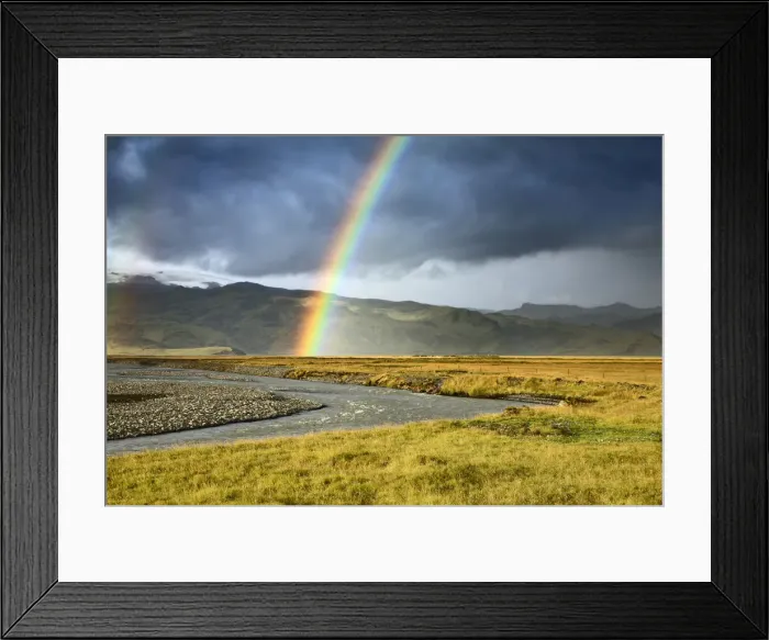 Framed Print : Rainbow over river - Iceland, Southern Region, Vik Framed Print : Rainbow over river - Iceland, Southern Region, Vik