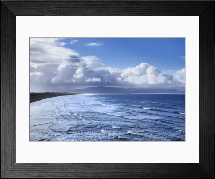 Framed Print : Ocean coast with clouds - Ireland, Kerry, Dingle Peninsula, Inch, Inch Strand Framed Print : Ocean coast with clouds - Ireland, Kerry, Dingle Peninsula, Inch, Inch Strand