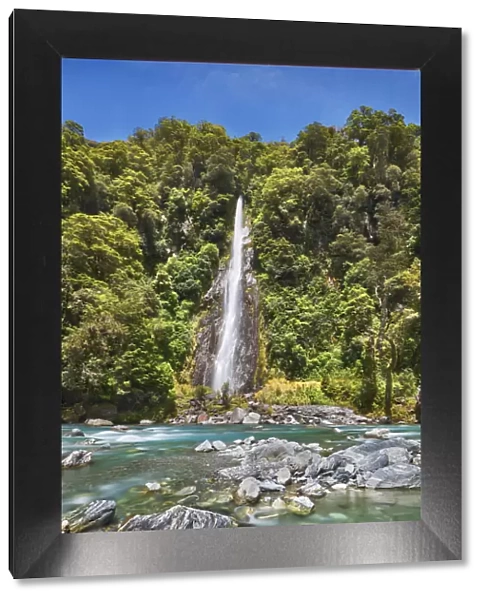 Waterfall and brook - New Zealand, South Island, West Coast, Westland
