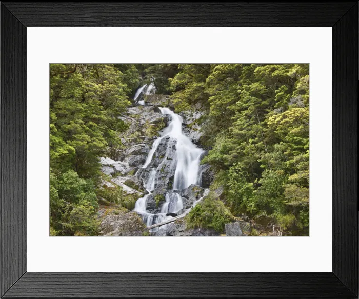 Framed Print : Waterfall - New Zealand, South Island, West Coast, Westland, Mount Aspiring National Park Framed Print : Waterfall - New Zealand, South Island, West Coast, Westland, Mount Aspiring National Park