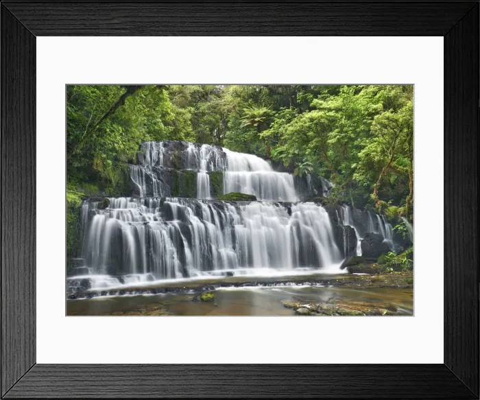 Framed Print : Waterfall - New Zealand, South Island, Otago, Clutha, Catlins, Owaka, Purakaunui Falls Framed Print : Waterfall - New Zealand, South Island, Otago, Clutha, Catlins, Owaka, Purakaunui Falls