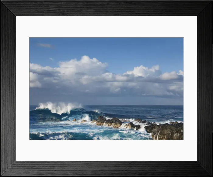 Framed Print : Ocean coast with lava rocks and waves - France, Reunion, Saint Philippe