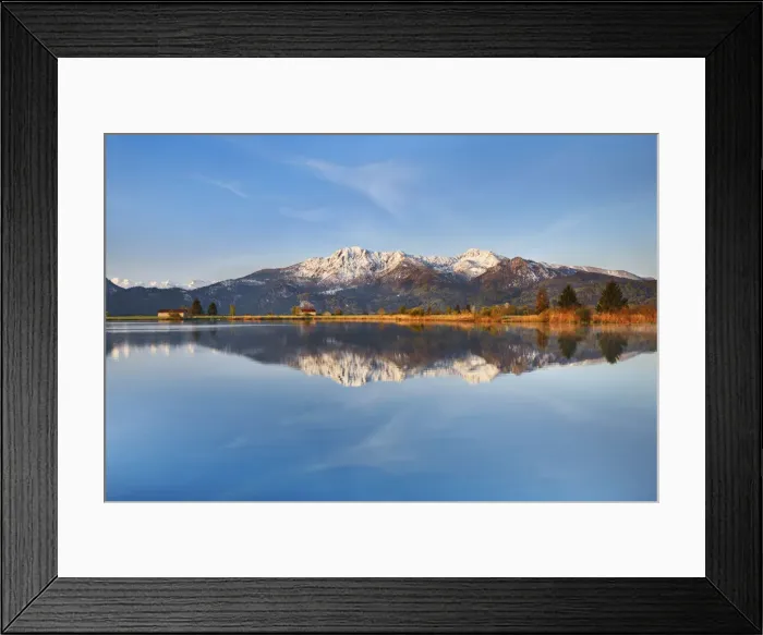 Framed Print : Mountain impression reflection of Herzogstand in Eichsee - Germany, Bavaria Framed Print : Mountain impression reflection of Herzogstand in Eichsee - Germany, Bavaria