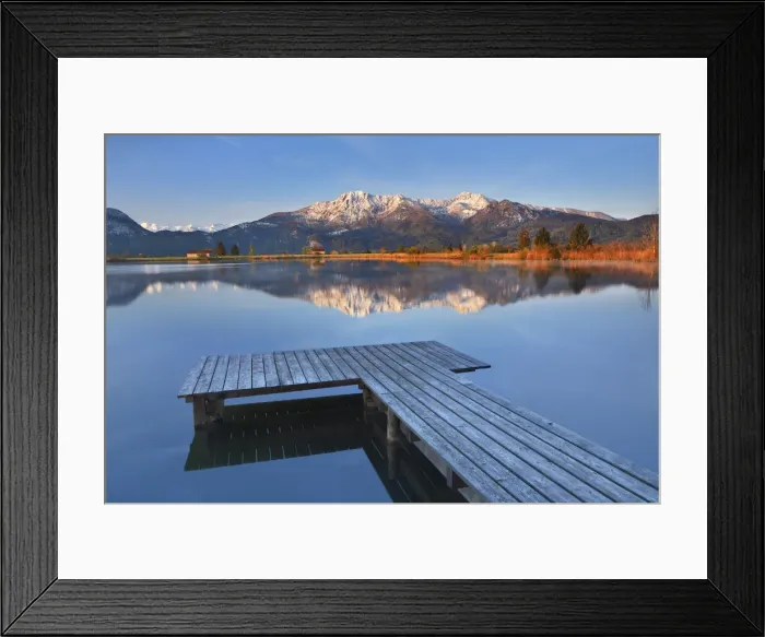 Framed Print : Mountain impression reflection of Herzogstand in Eichsee - Germany, Bavaria Framed Print : Mountain impression reflection of Herzogstand in Eichsee - Germany, Bavaria