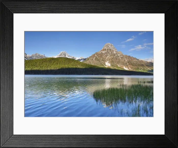 Framed Print : Mountain landscape at Waterfowl Lake with Mount Chephren - Canada, Alberta Framed Print : Mountain landscape at Waterfowl Lake with Mount Chephren - Canada, Alberta