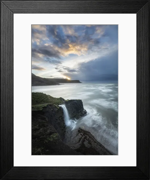 Framed Print : Coastal waterfall at sunrise, Isle of Purbeck, Jurassic Coast World Heritage Site, Dorset Framed Print : Coastal waterfall at sunrise, Isle of Purbeck, Jurassic Coast World Heritage Site, Dorset