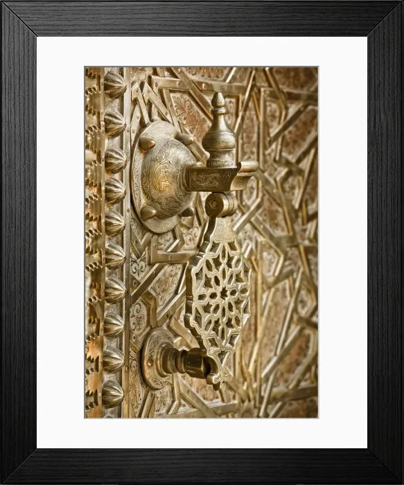 Framed Print : Detail on bronze doorway, Royal Palace, Fez-el-Jedid, Fez, Morocco Framed Print : Detail on bronze doorway, Royal Palace, Fez-el-Jedid, Fez, Morocco
