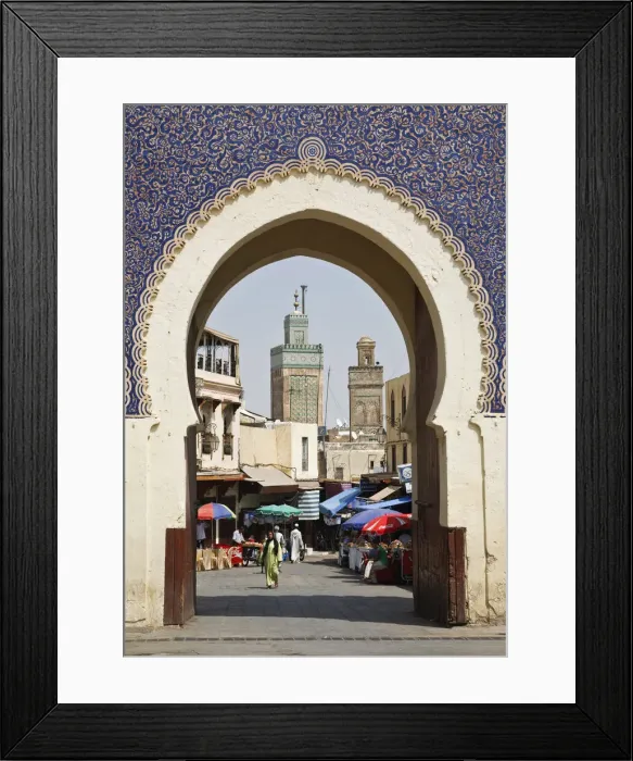 Framed Print : City gate of Bab Boujeloud (Blue Gate), Medina, Fez, Morocco Framed Print : City gate of Bab Boujeloud (Blue Gate), Medina, Fez, Morocco